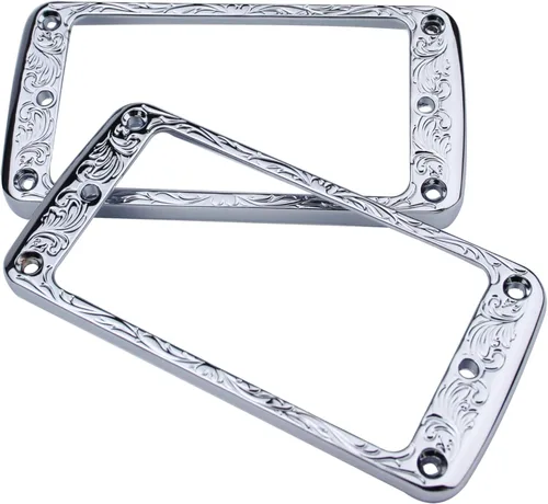 Miniatura 3 de Guyker Juego de anillos de montaje Humbucker de metal con parte inferior curvada – Reemplazo de marco de cubierta de pastillas para puente y cuello