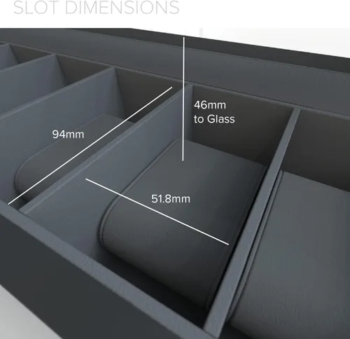 Miniatura 9 de CASE ELEGANCE Pino de dos tonos y base negra con mango de aluminio moderno caja de reloj de 6 ranuras con vidrio real