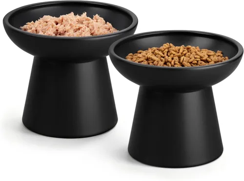 Miniatura 15 de vancasso Paquete de 2 cuencos elevados para gatos, platos elevados de cerámica para alimentos y agua para gatos con 5.1 pulgadas de altura y 6.2