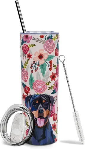 Miniatura 50 de Dachshund - Vaso de viaje aislado de acero inoxidable de 20 onzas con asa y pajilla, regalo para mujer, para el Día de la Madre, a prueba de fugas