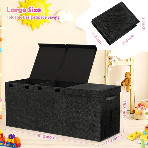 Miniatura 7 de Mabahoo Caja de juguetes extra grande, plegable y resistente para niños y niñas, 40 x 14 x 16 pulgadas, organizador de almacenamiento para niños