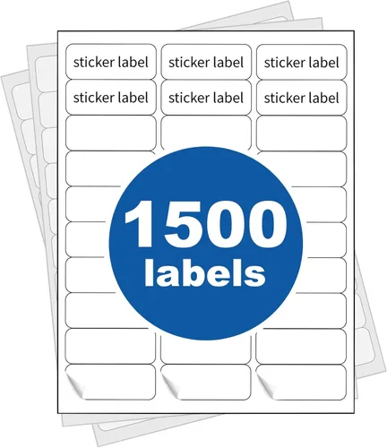 [50 hojas] Etiquetas de dirección imprimibles de 1" X 2-5/8" 1500 etiquetas de correo para sobres, etiquetas de 30 por hoja, blanco, hoja de