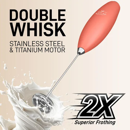 Miniatura 396 de Zulay Milk Boss Espumador de leche potente manual, hace espuma para latte, batidor para mezclar bebidas, café, miniespumador para capuchino, frappé