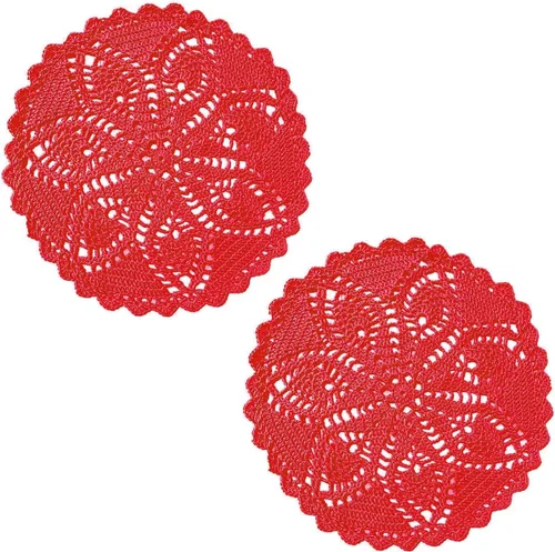 Miniatura 27 de Mantel Individual de Encaje de 11 a 12 Pulgadas Tapetes de Mesa Redondos Hechos a Mano Tapete de Ganchillo Cocina Vajilla Posavasos para Taza