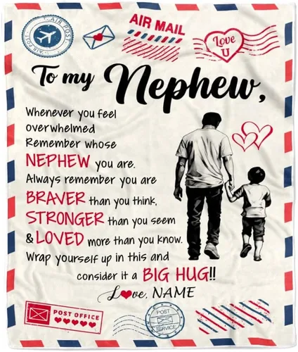 Miniatura 16 de Manta personalizada con texto en inglés «To My Nephew from Aunt Auntie Uncle You Will Never Lose Lion Nephew, cumpleaños, graduación, Navidad, manta