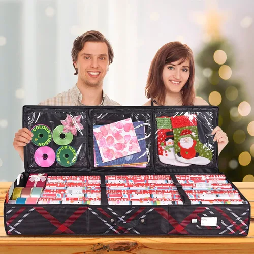 Miniatura 2 de Propik Contenedor de almacenamiento de papel de regalo, organizador de papel de regalo debajo de la cama, 41 x 14 x 6 pulgadas, soporte de caja