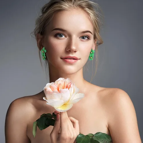 Miniatura 6 de 7 pares de aretes bohemios de flor para mujer, aretes de margarita en forma de flor con brote dorado