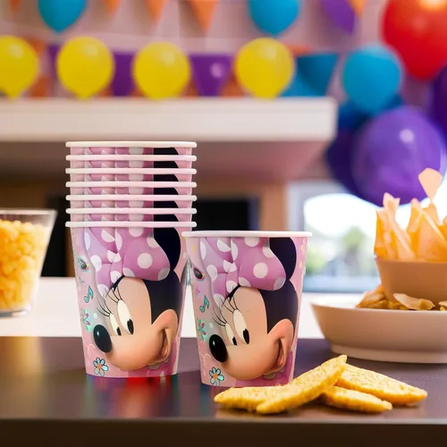 Miniatura 3 de Tazas de papel multicolor de Disney Iconic Minnie Mouse (9 onzas), 8 unidades, perfectas para cumpleaños y celebraciones, destaca y deleita a tus