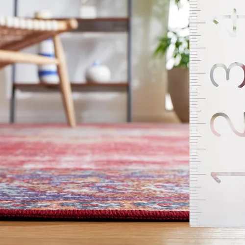 Miniatura 5 de SAFAVIEH Tucson Collection - Alfombra lavable de 2 pies 6 x 8 pies, color rojo y azul marino, antideslizante, ideal para zonas de alto tráfico