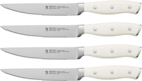 Miniatura 7 de HENCKELS Juego de 4 cuchillos para carne forjados Accent, negro, de ingeniería alemana, informado por más de 100 años de maestría