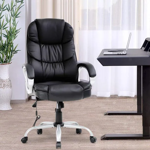 Miniatura 5 de Silla de oficina ejecutiva, silla de computadora de cuero grande y alta, silla ergonómica de escritorio de masaje, silla de trabajo giratoria
