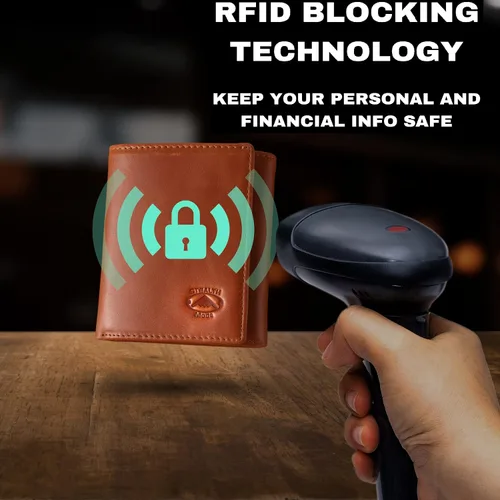 Miniatura 20 de Stealth Mode Cartera de cuero triple RFID para hombres con soporte de identificación abatible (negro)