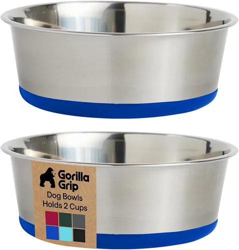Miniatura 11 de GORILLA GRIP Tazones para perros, acero inoxidable 304 de grado alimenticio, con capacidad para 2 tazas cada uno (16 onzas líquidas) para alimentos