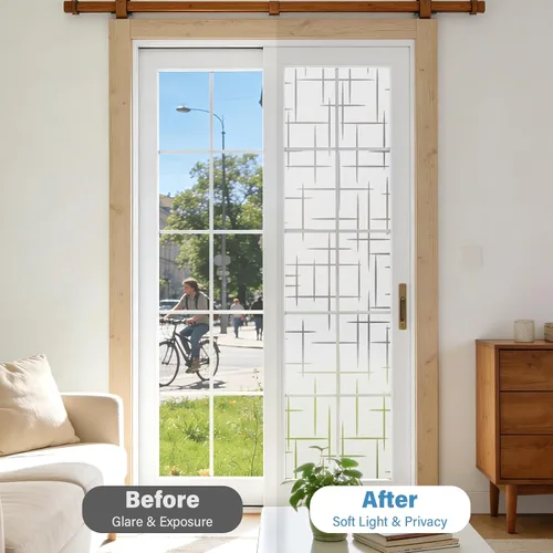 Miniatura 2 de Finnez Película esmerilada para ventana, no adhesiva, película de privacidad de adherencia estática para vidrio, sin pegamento, adhesivo decorativo
