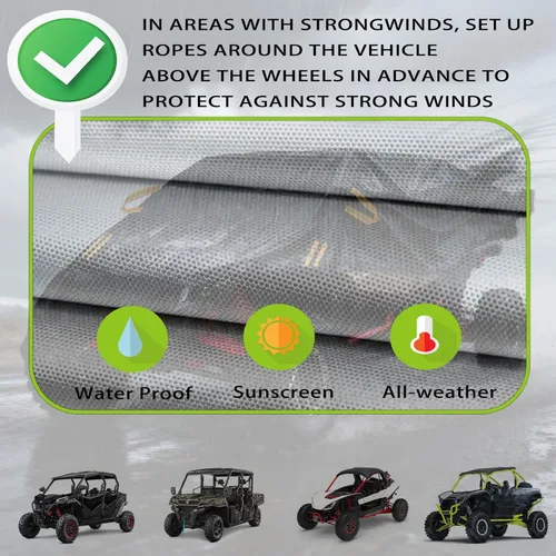 Miniatura 5 de UTV Cover for CFMoto UForce LE 2003-2022, All Weather Outdoor UTV Storage Cover with Windproof Buckles & Elastic Hem, Water Resistant for Side by