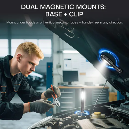 Miniatura 4 de Linterna EDC recargable, linterna pequeña de 800 lúmenes con clip magnético y base, linterna LED de 11 modos, rompedor de vidrio y abridor