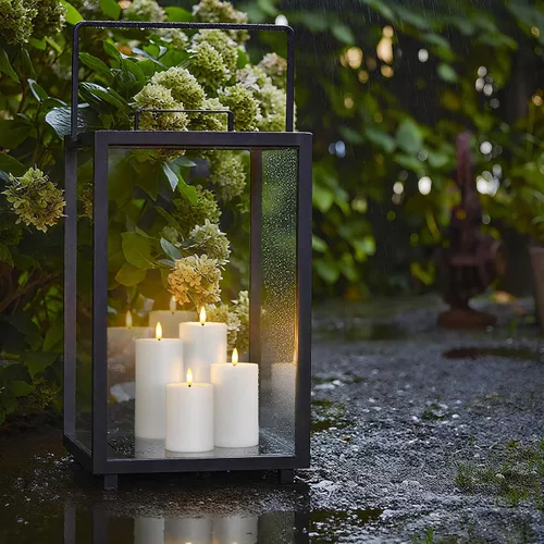 Miniatura 5 de Velas impermeables parpadeantes con temporizador automático, velas sin llama de plástico blanco con grasa para velas, 3" x 4" 5" 6" 7" Velas LED