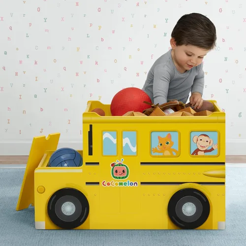 Miniatura 3 de Delta Children CoComelon - Caja de juguetes para autobús escolar + silla tapizada Delta Children CoComelon (paquete)