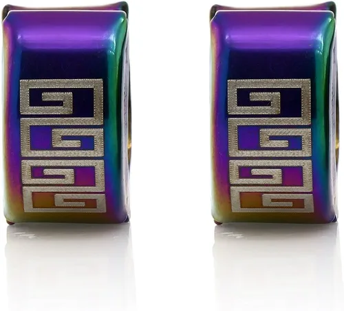 Miniatura 2 de Gem Stone King Aretes de aro de acero inoxidable con diseño de arco iris, 0.512 in de largo, 0.276 in de ancho, Metal