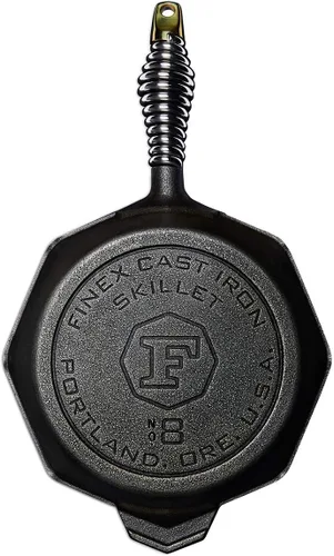 Miniatura 2 de FINEX Sartén de hierro fundido de 8 pulgadas con tapa, reliquia moderna, hecha a mano en los Estados Unidos, pre-sazonada con aceite de linaza OR