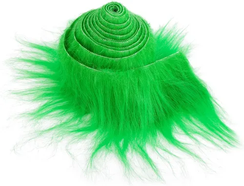 Lusofie Tiras Precortadas de Tela de Piel Sintética Afelpada Lanuda 2x60 pulgadas Piel Verde Esponjosa Peluda para Manualidades para Árbol de