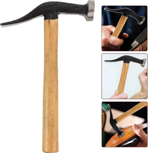 Miniatura 6 de Martillo de reparación de zapatos, herramienta de artesanía de cuero con mango de madera, mazo de zapatero de bricolaje para zapatos de tachuela