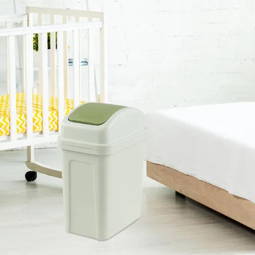 Miniatura 6 de Bote de basura de 1.8 galones con tapa giratoria, cubo de basura de plástico de 7 L (verde), F