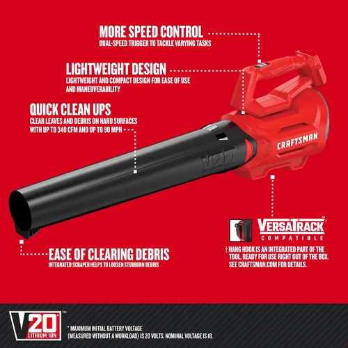 Miniatura 2 de CRAFTSMAN Soplador de hojas axial inalámbrico CMCBL700B V20* (solo herramienta)