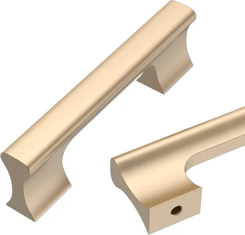 Miniatura 10 de Asidrama - Paquete de 10 manijas de gabinete de cocina color oro cepillado de 3 pulgadas (76mm), accesorios dorados para gabinetes de cocina