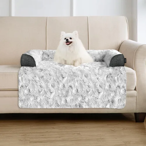 Miniatura 17 de Cama calmante para perros grande para sofá, funda de sofá extraíble de 41 x 37 pulgadas para perros, lavable, antideslizante y esponjosa de felpa