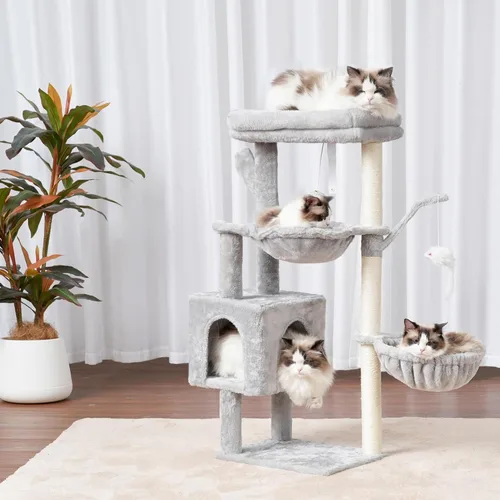 Miniatura 3 de Heybly Árbol para Gatos, Torre Condo de 39.4 Pulgadas con Poste Rascador, Torre para Gatos de Interior, Poste de Sisal Completamente Envuelto