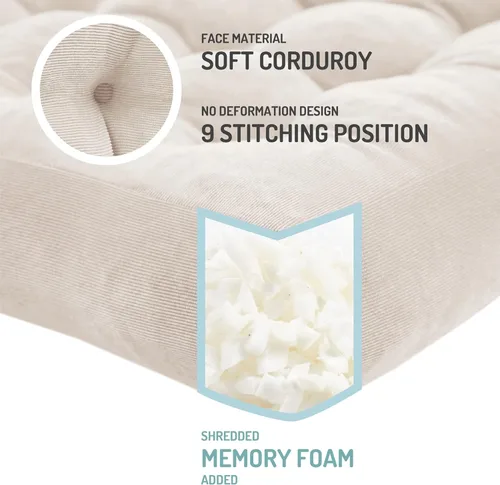 Miniatura 119 de Juego de 2 almohadas de suelo de meditación, almohadas cuadradas grandes para adultos, cojín de pana copetuda para sala de estar de tatami, gris, 22