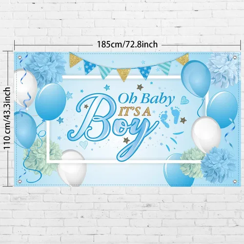 Miniatura 2 de Decoraciones para fiestas de baby shower Blulu, fondo grande de tela durable para fiestas de baby shower, fondo para cabina de fotos para fiestas