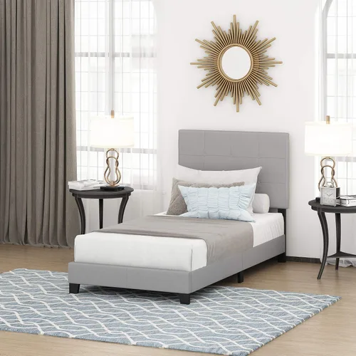 Miniatura 16 de Furinno Laval Marco de Cama Plataforma Tapizado con Botones Penachos, Individual, Glacier