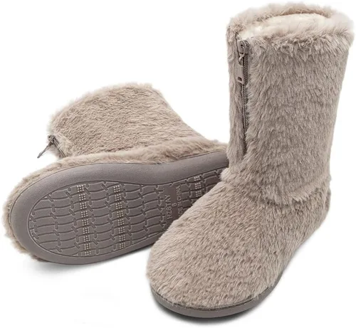 Miniatura 5 de Botines de invierno para mujer, botas de tobillo, pantuflas cálidas para casa, forro de piel