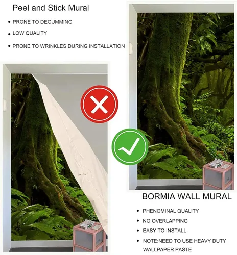 Miniatura 6 de Bormia Bosque de Fantasía - Mural de pared de 151 x 105 pulgadas, papel pintado fotográfico grande, adhesivo de pared para sala de estar y 004