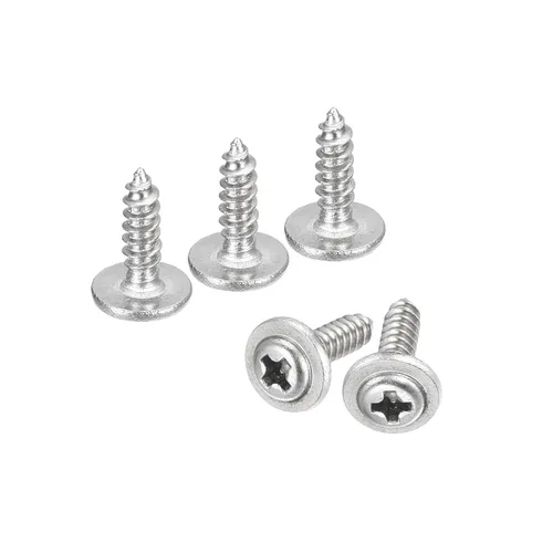 Miniatura 9 de uxcell ST3x6mm Phillips Pan Head Tornillo Autorroscante con Arandela, 100 piezas - Tornillo de madera de acero inoxidable 304 rosca completa (plata)