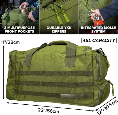 Miniatura 5 de Serious Steel Fitness Bolsa de gimnasio Bolsa de lona de nailon 1000D Resistente, OD Green - Mid Bud, Bolsa de lona de nailon 1000d
