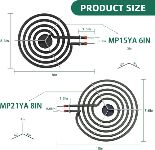 Miniatura 3 de Bandejas de goteo para quemador eléctrico 5304430149(15.24 cm) 5304430150(20.32 cm) Quemador de estufa eléctrica MP15YA(15.24 cm) MP21YA(20.32 cm)