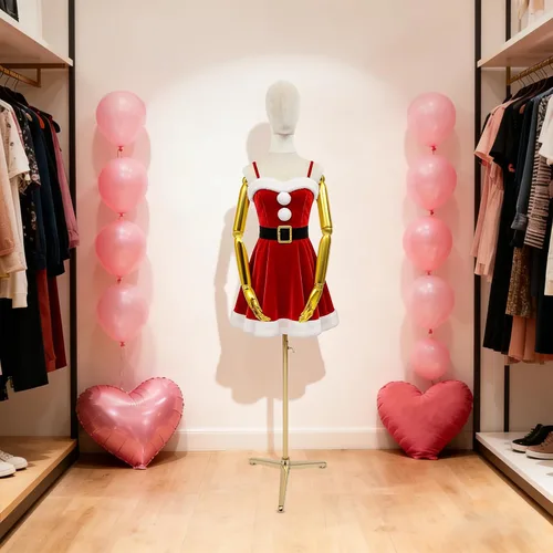 Miniatura 5 de Female Mannequin Dress Form, Adjustable Height Mannequin Body with Gold Arms and Base, Velvet Mannequin Torso for Clothing Dress Jewelry Display