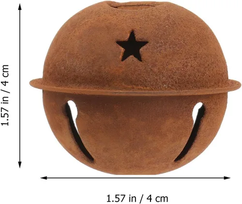 Miniatura 4 de 12 campanas oxidadas de metal de Navidad para manualidades, cascabeles de 1.57 pulgadas con recortes de estrella para árbol de Navidad, decoración