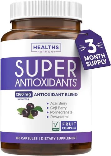Miniatura 9 de Suplemento súper antioxidante, potente mezcla diaria de antioxidantes súper alimentos, bayas de acai, goji, granada y resveratrol trans, fórmula