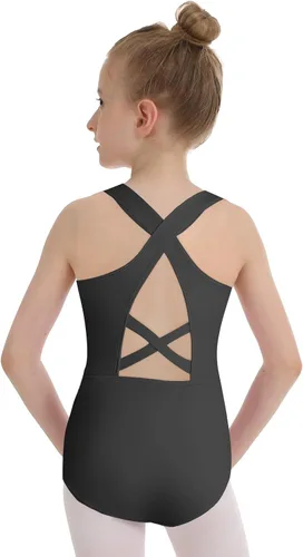 Miniatura 3 de Phineein Leotardos de gimnasia para niñas con espalda cruzada, sin mangas, para ballet, danza, elegante, cruzado