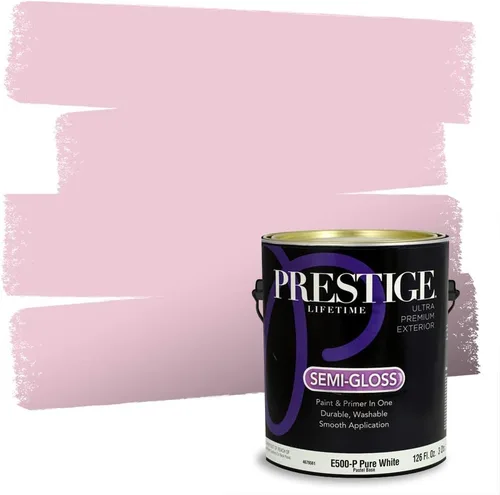 Miniatura 114 de Prestige Paints E100-T-SW6591 Pintura exterior e imprimación en uno, 1 galón, plano, combinación comparable de Sherwin Williams Amaryllis, 1 galón