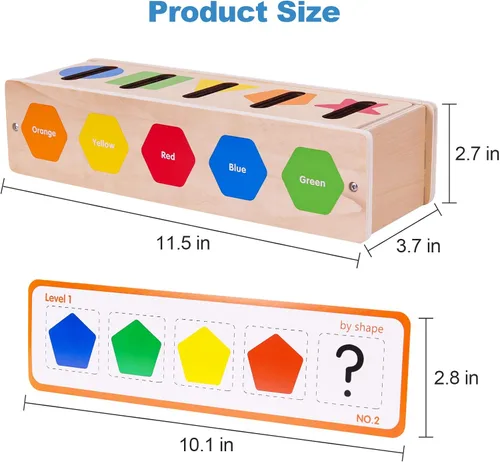 Miniatura 7 de Montessori para niños pequeños, caja magnética de clasificación de formas de color, juguetes de aprendizaje temprano, juguete educativo de madera