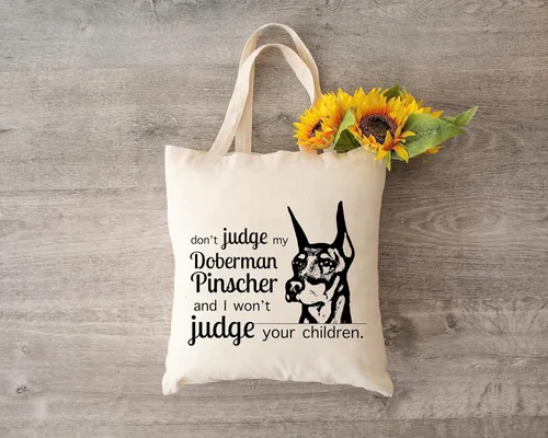 Miniatura 4 de Pet Studio Art Bolso tote Don't Judge My Dog DOBERMAN