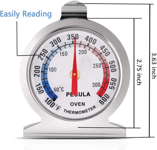 Miniatura 2 de Termómetro para horno, paquete de 2 unidades de 122.0-572.0 °F/100-600°F, termómetro de acero inoxidable de lectura instantánea, termómetro