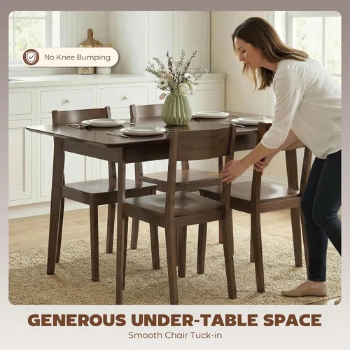 Miniatura 5 de HOMCOM Mesa de comedor moderna de mediados de siglo de 47 pulgadas para 4, mesa de cocina rectangular con acabado de grano de madera, patas cónicas