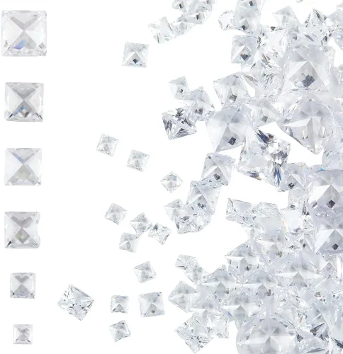 200 cabujones cuadrados de circonita cúbica de 0.11 a 0.31 pulgadas, piedras sueltas de circonita cúbica, cabujones facetados, parte trasera plana,
