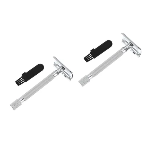 Angoily 2 piezas de afeitar de mango blanco reutilizable doble filo seguridad barba Trimmer 2 piezas blancas.